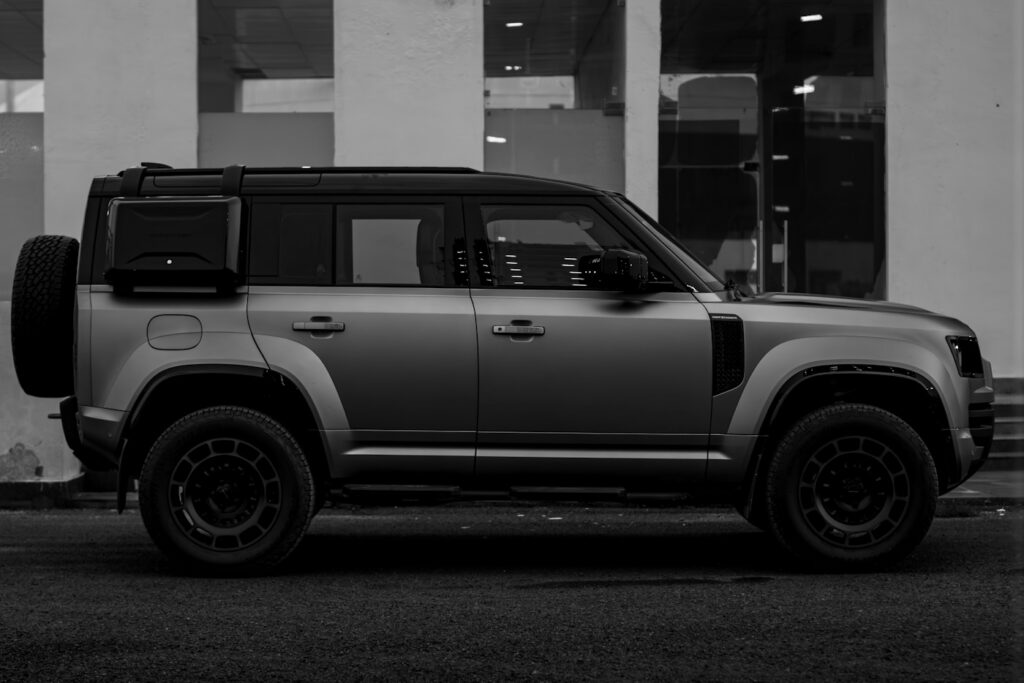 Side view of a vehicle illustrating an automotive window tinting project